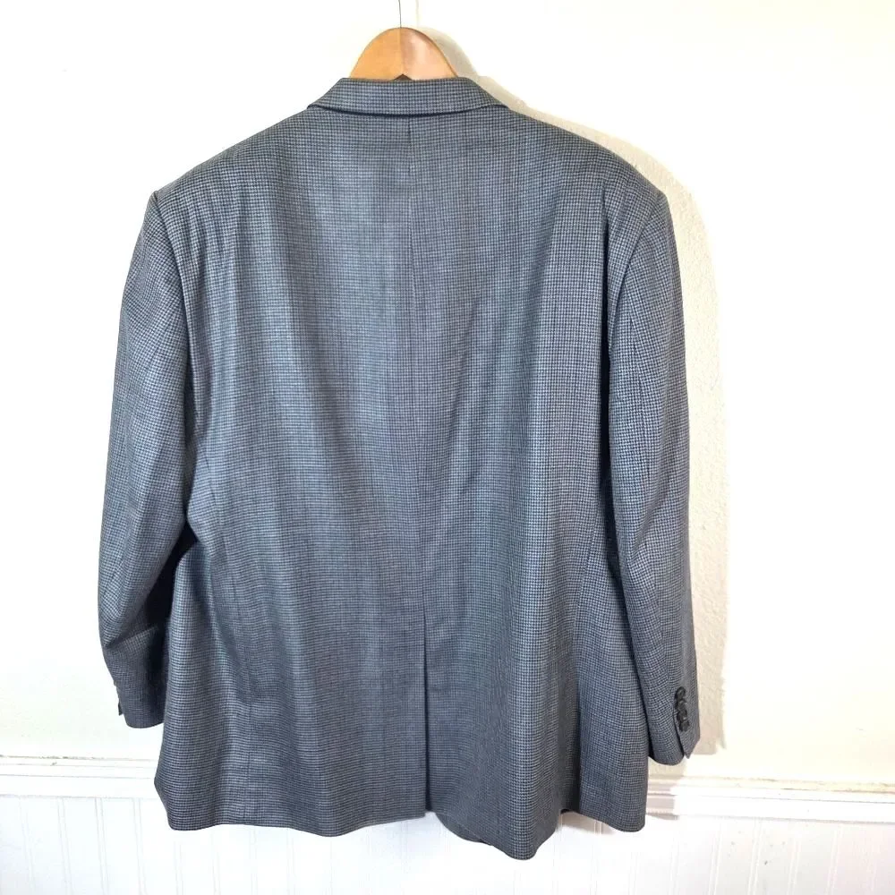 Lauren Ralph Lauren Blazer Mens 48R Blue Houndstooth Silk Wool Sport Coat Jacket